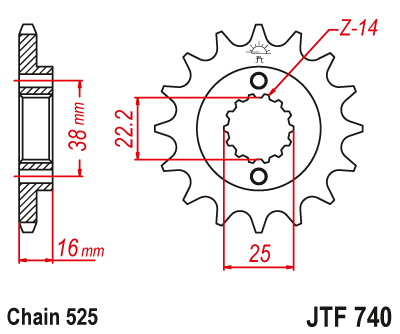 Pinion fata JT 15T, 525 [1]