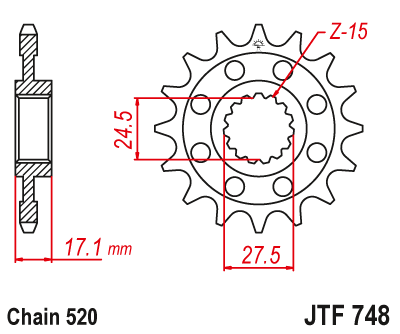 Pinion fata JT 15T, 520 rubber cushioned [1]