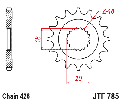 Pinion fata JT JTF 785-13 13T, 428 [1]