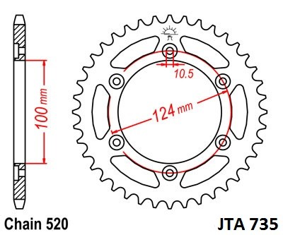 Foaie spate ALU JT JTA 735-39BLK 39T, 520 Negru [1]